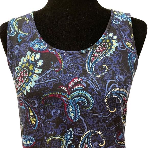 J. Jill Wearever Collection Navy Paisley Sleeveless Top Size XS - Picture 5 of 13